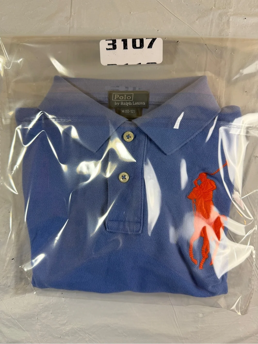 Ralph Lauren Kids Light Blue Polo with Large Bright Orange Pony